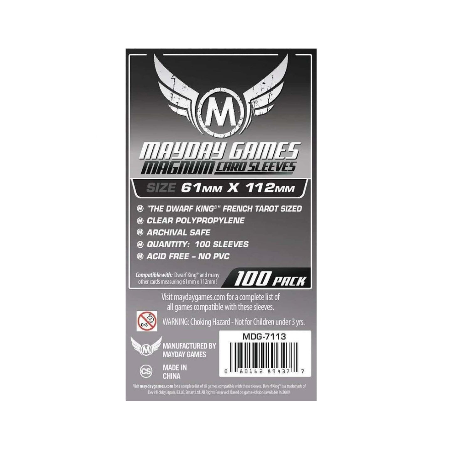 Mayday Games Pochettes pour cartes MDG-7113 61x112mm (Standard)