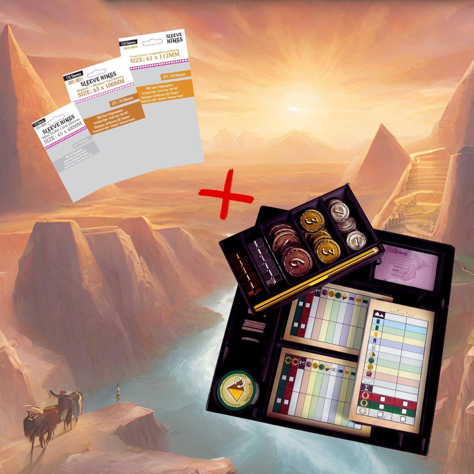 Insert für 7 Wonders Duel Upgrade + Card Sleeves - ReDesign