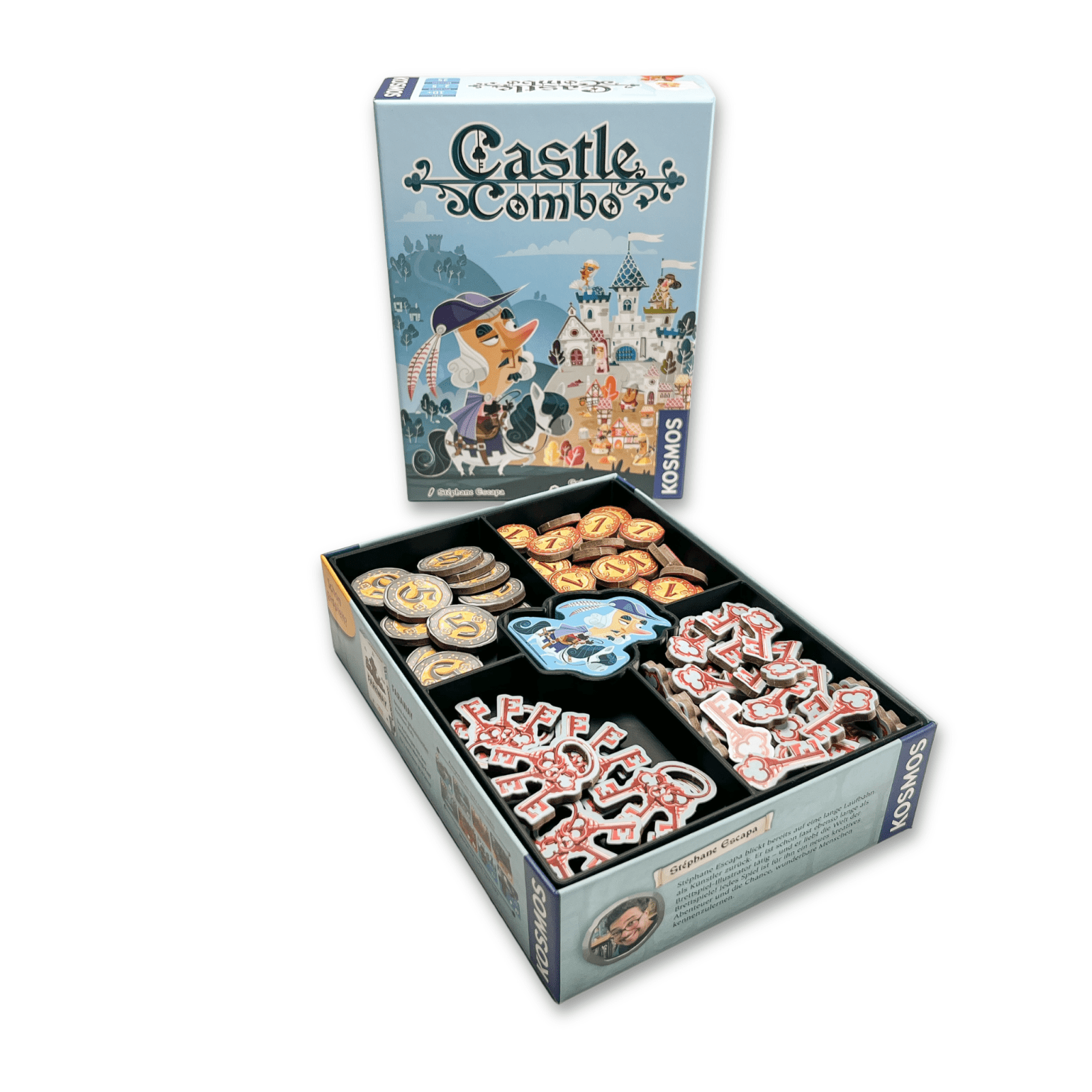 ReDesign Insert für Castle Combo das Kartenspiel mit Kartenfach und Bewertungblock mit einer große Schale für die Schlüssel und Münzen.  Aus einem passgenauem 3D Druck aus ABS in schwarz gefertigt